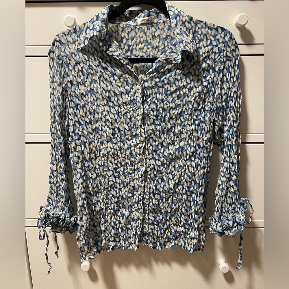 Jaipur Crinkle Button-Down Blouse – Women Size S